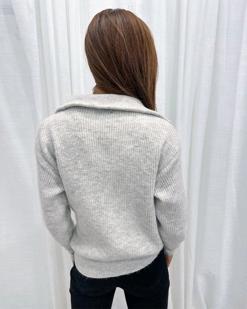 Hannah® | Zip-Up Ribbed Sweater