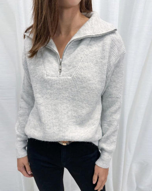 Hannah® | Zip-Up Ribbed Sweater