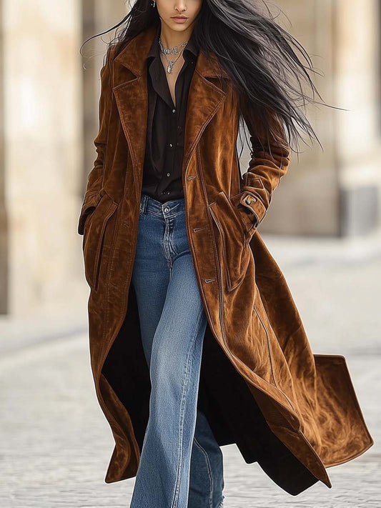 Women's Vintage Suede Long Coat