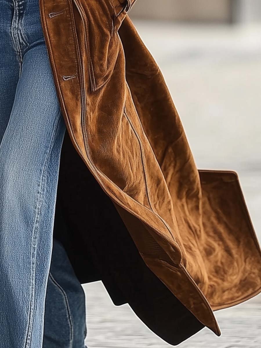 Women's Vintage Suede Long Coat